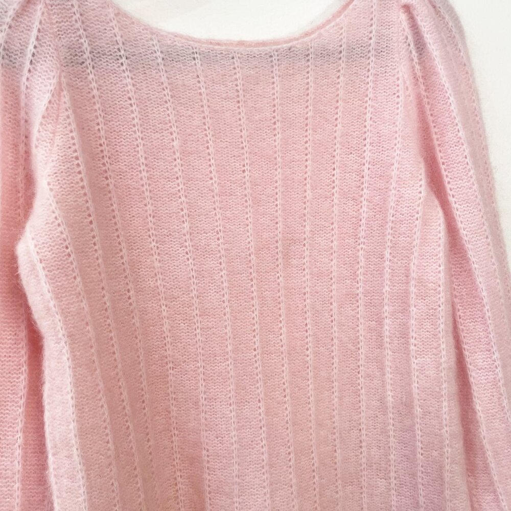 EUC Sezane Aretha Mohair Wool Puff Sleeve Sweater Rose Pink Medium - Picture 5 of 9
